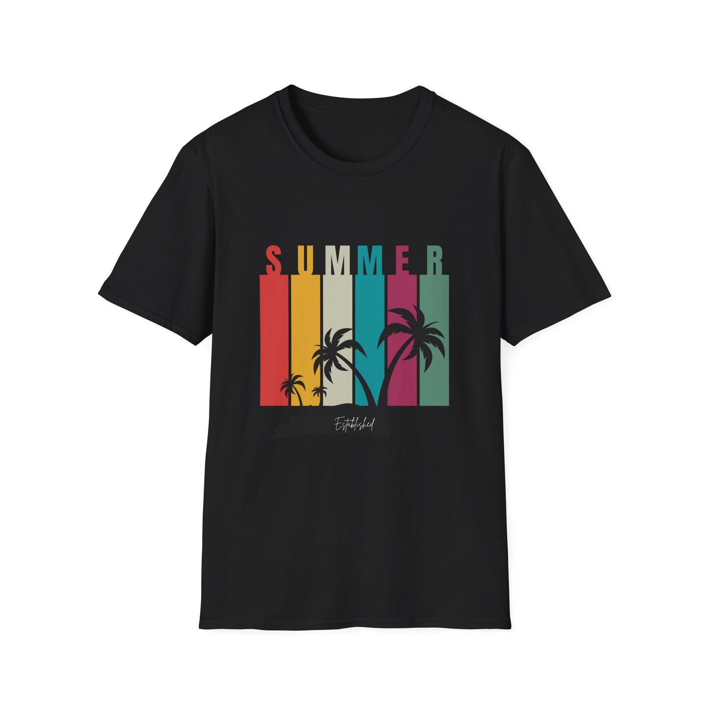 Summer Vibes Unisex Established T-Shirt - Trendy Beach Graphic Tee