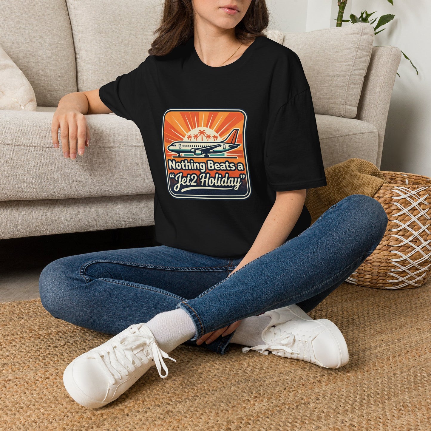 T-Shirt — "Nothing Beats a Jet2 Holiday" Retro Plane Travel Graphic