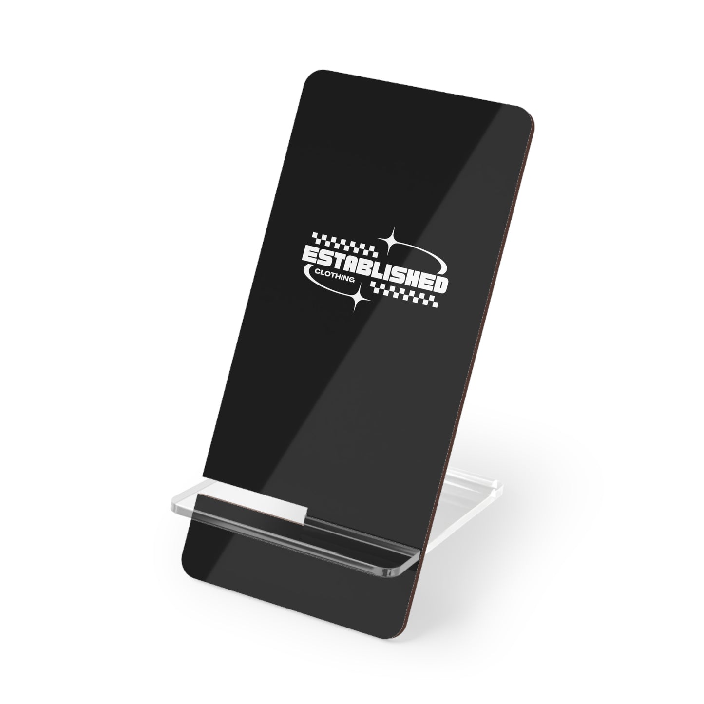 Acrylic Smartphone Stand – 'Established' Retro Logo Mobile Display Dock