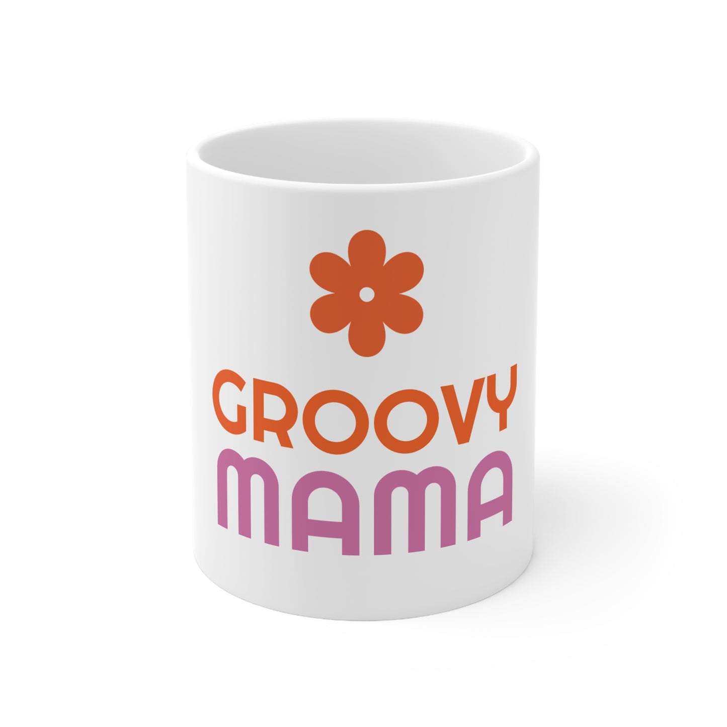 Groovy Mama Ceramic Coffee Mug — Retro Flower 11oz & 15oz