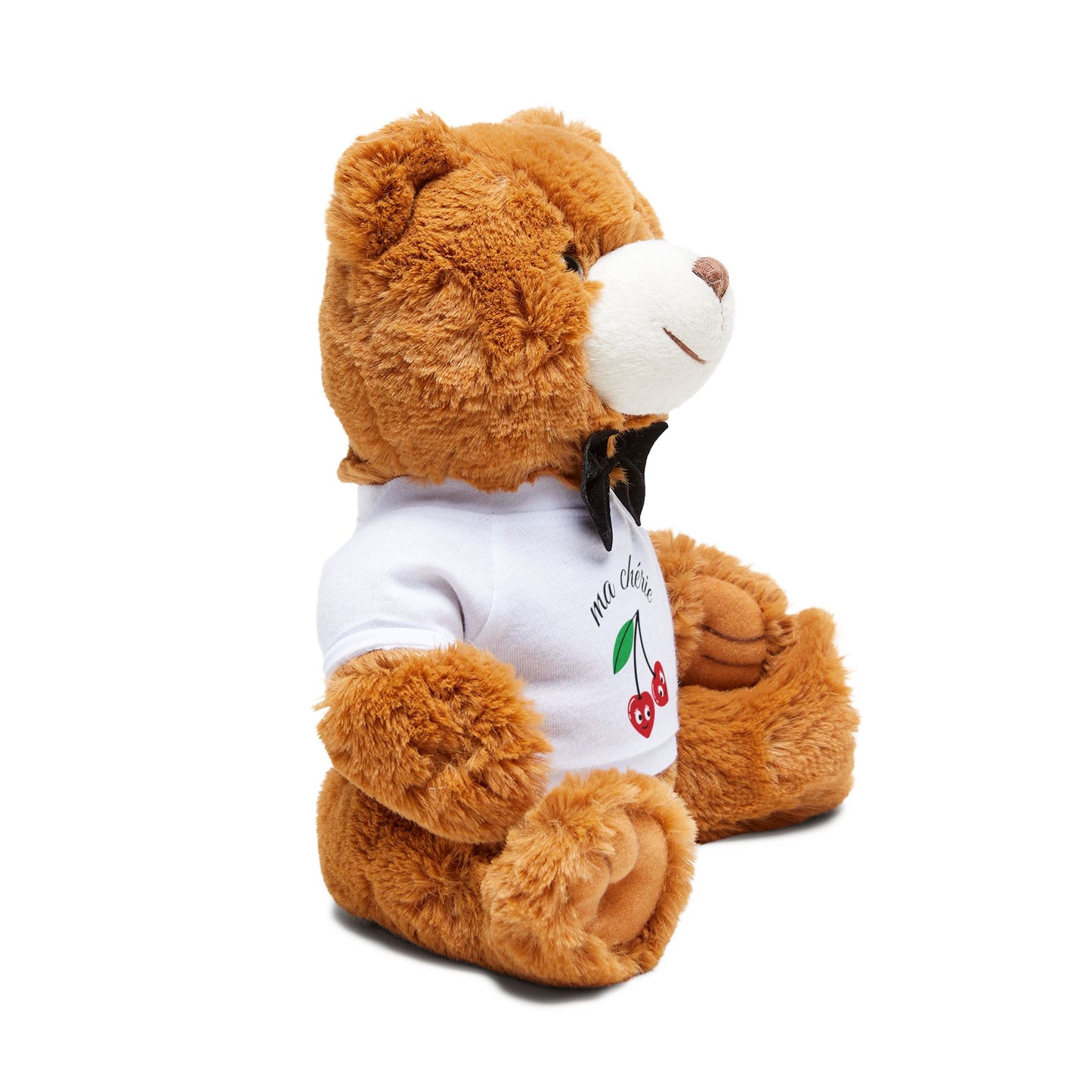 Cherry Print Teddy Bear Plush with 'ma chérie' T-Shirt