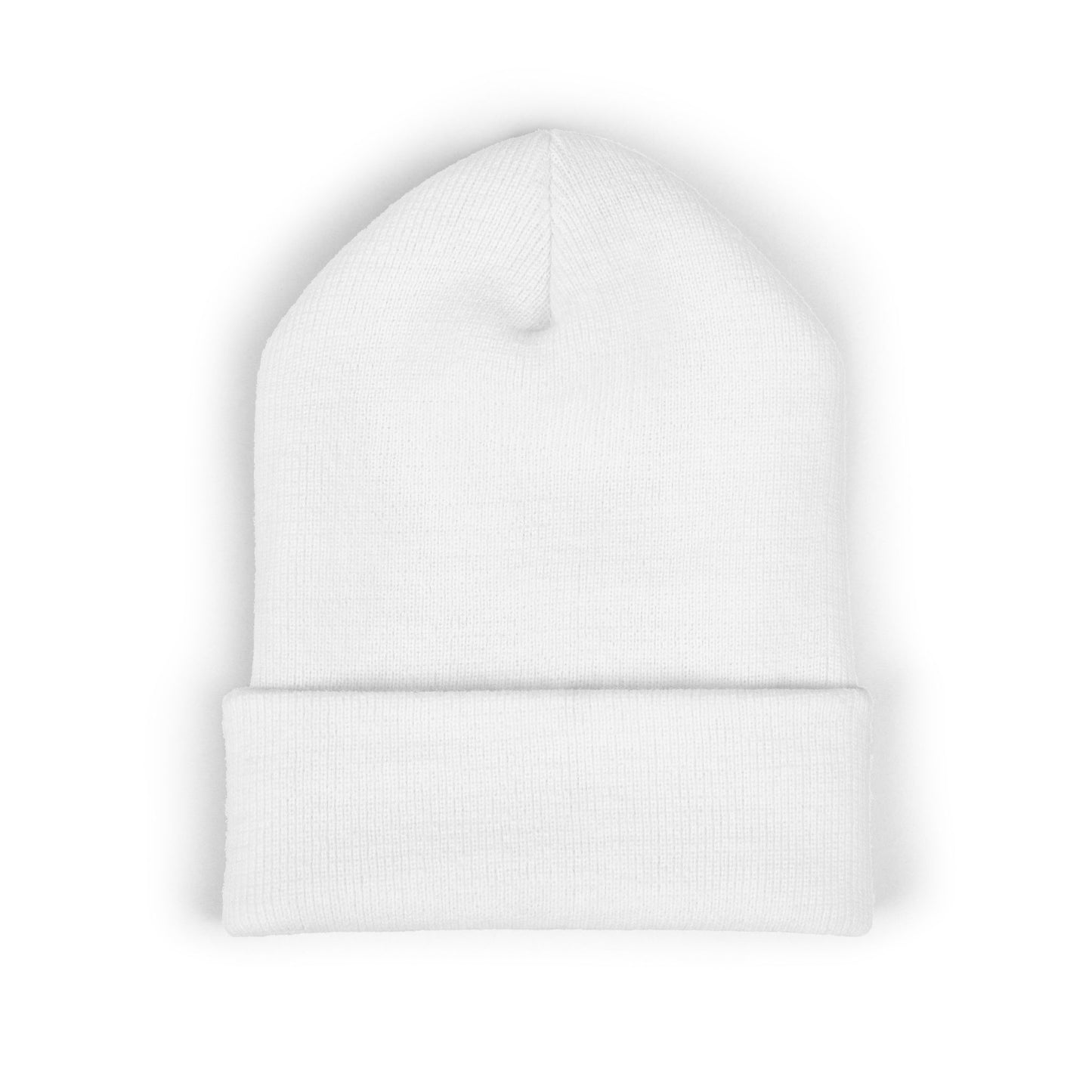 Established Embroidered Cuffed Beanie — Cozy Knit Hat with Script Text