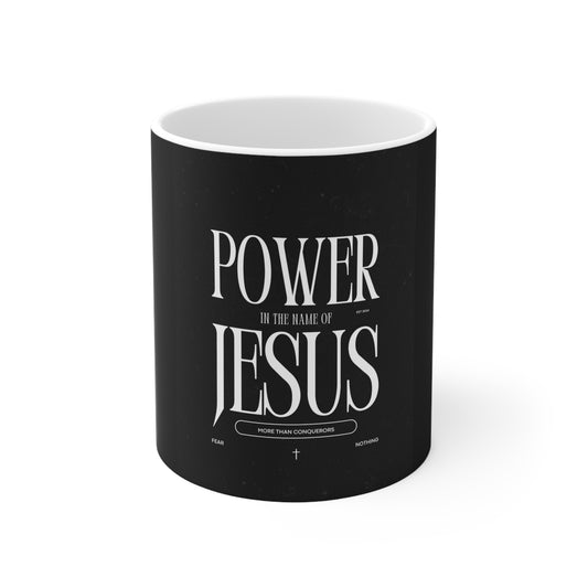 Inspirational Ceramic Coffee Cup - "Power in the Name of Jesus" - Perfect for Faith-Filled Moments