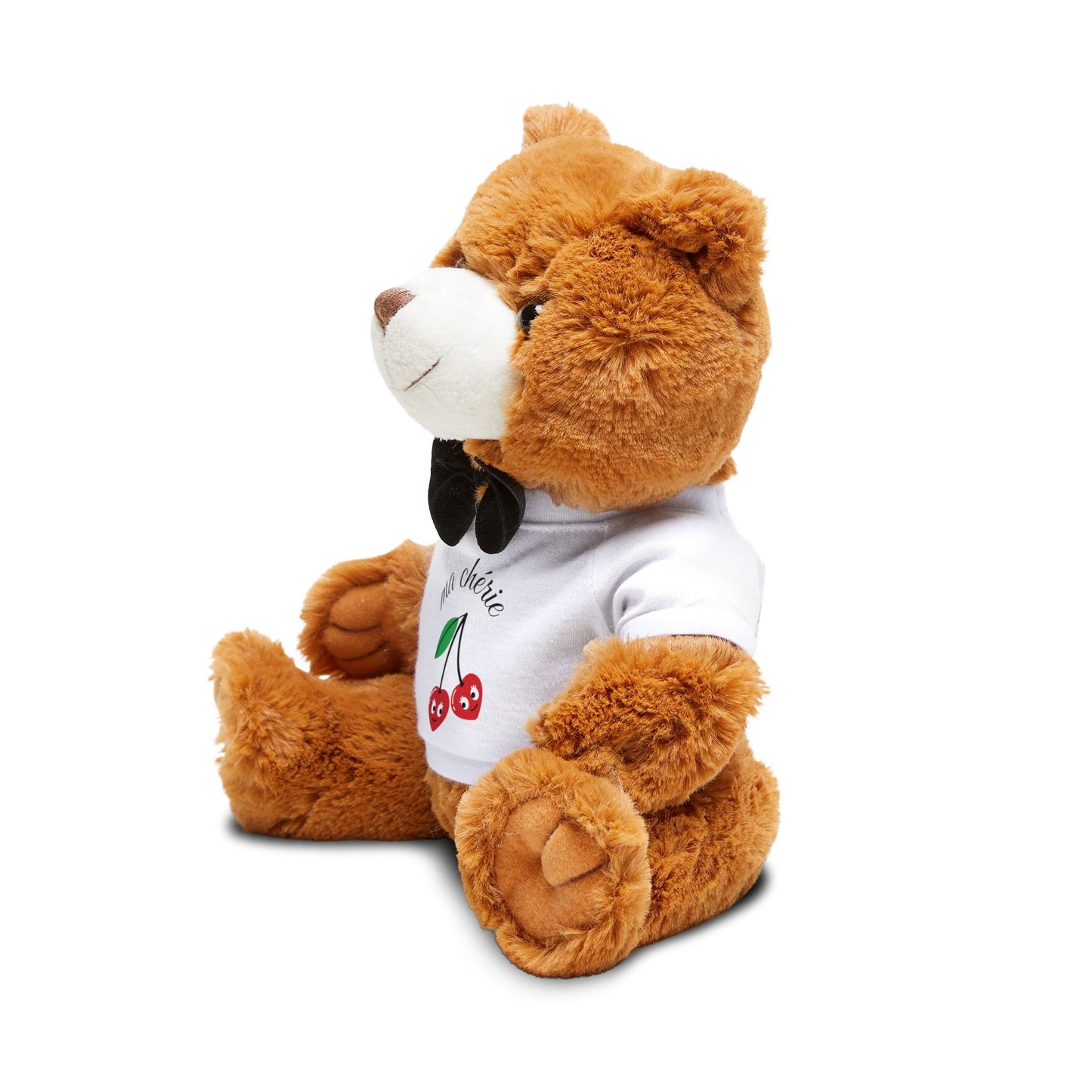 Cherry Print Teddy Bear Plush with 'ma chérie' T-Shirt