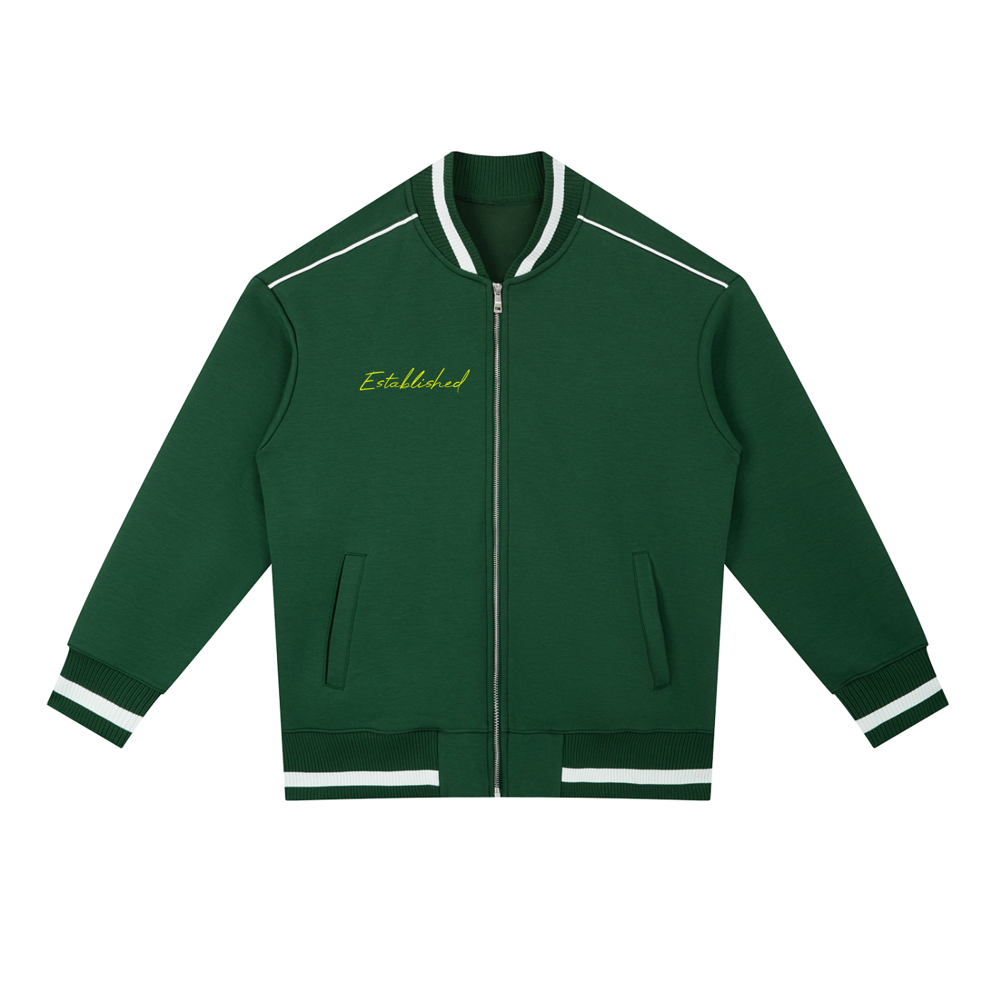 Contrast Piping Zip Bomber Jacket