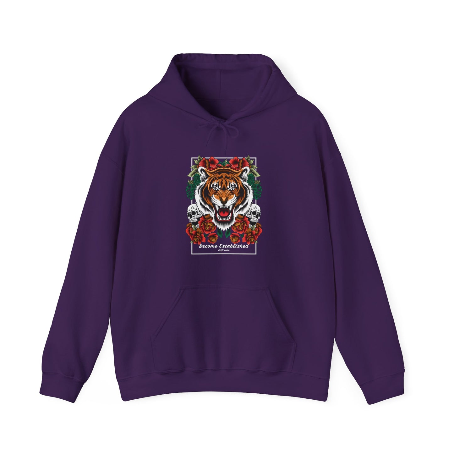 Festive Tiger Hooded Sweatshirt | Holiday Sweatshirt, Christmas Apparel, Unisex Hoodie, Gift for Animal Lovers, Cozy Winter Wear