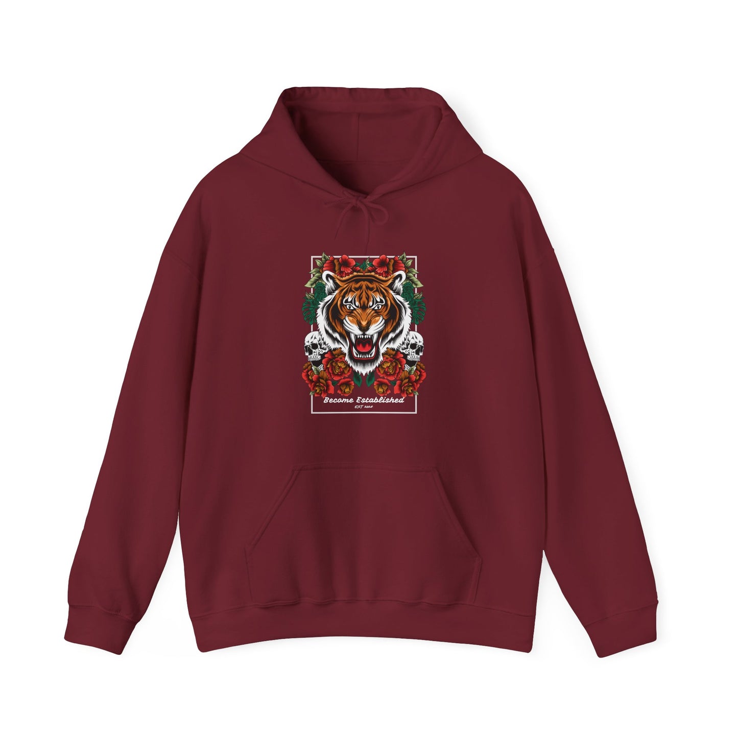 Festive Tiger Hooded Sweatshirt | Holiday Sweatshirt, Christmas Apparel, Unisex Hoodie, Gift for Animal Lovers, Cozy Winter Wear
