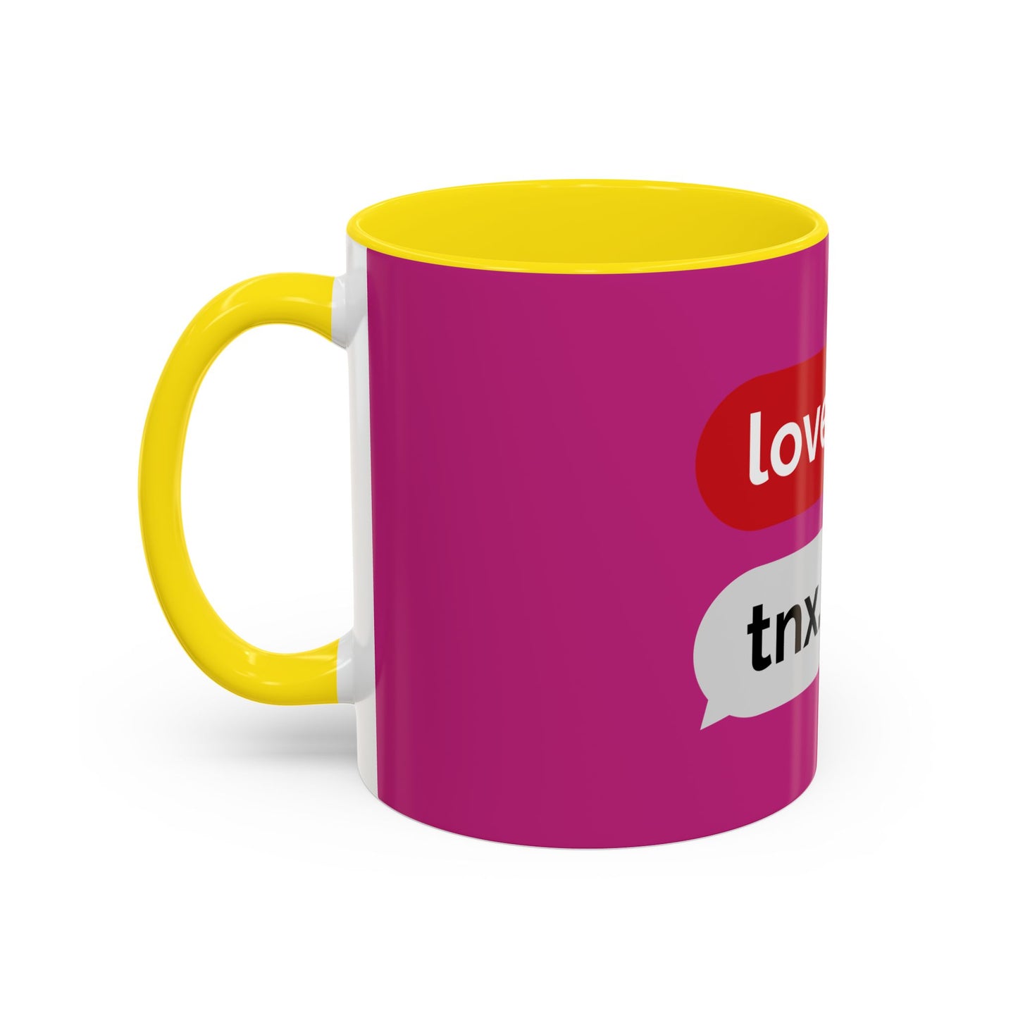Love You, Tnx. Accent Coffee Mug — Cute Text Message Romance Gift (11/15oz)
