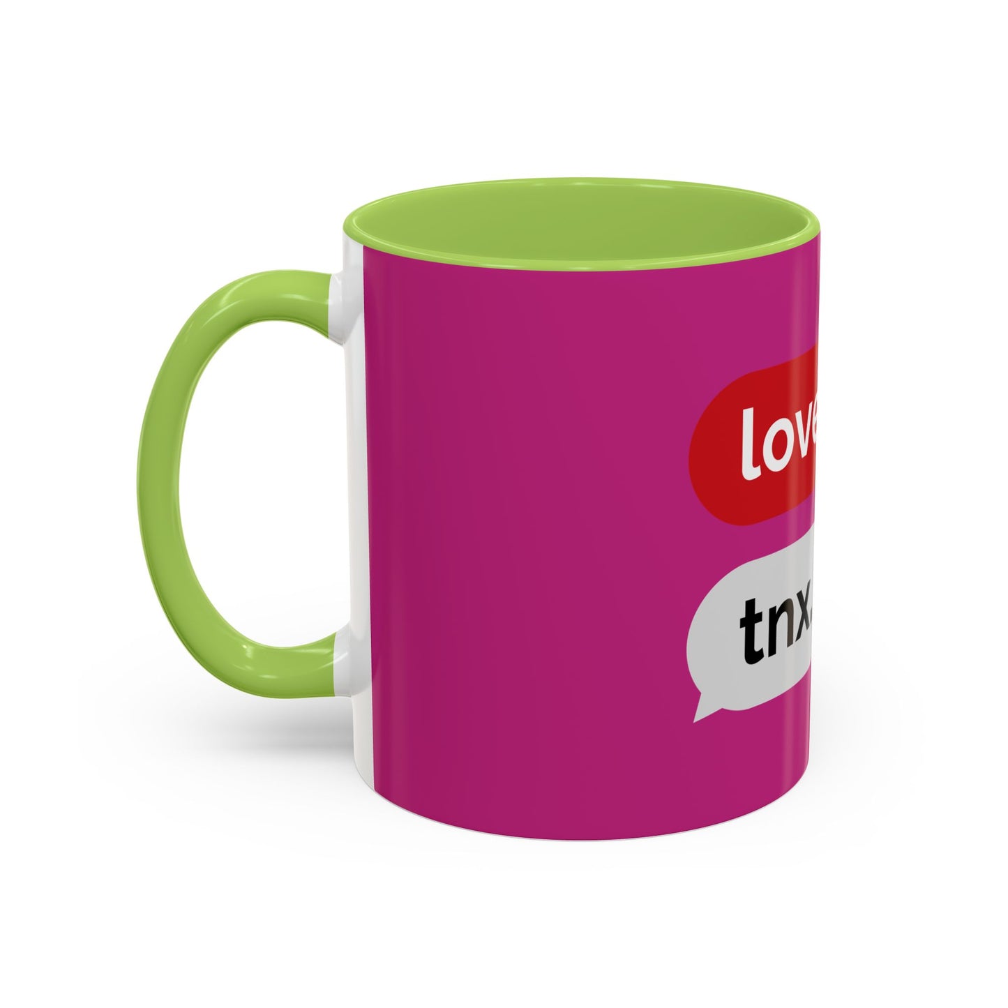 Love You, Tnx. Accent Coffee Mug — Cute Text Message Romance Gift (11/15oz)