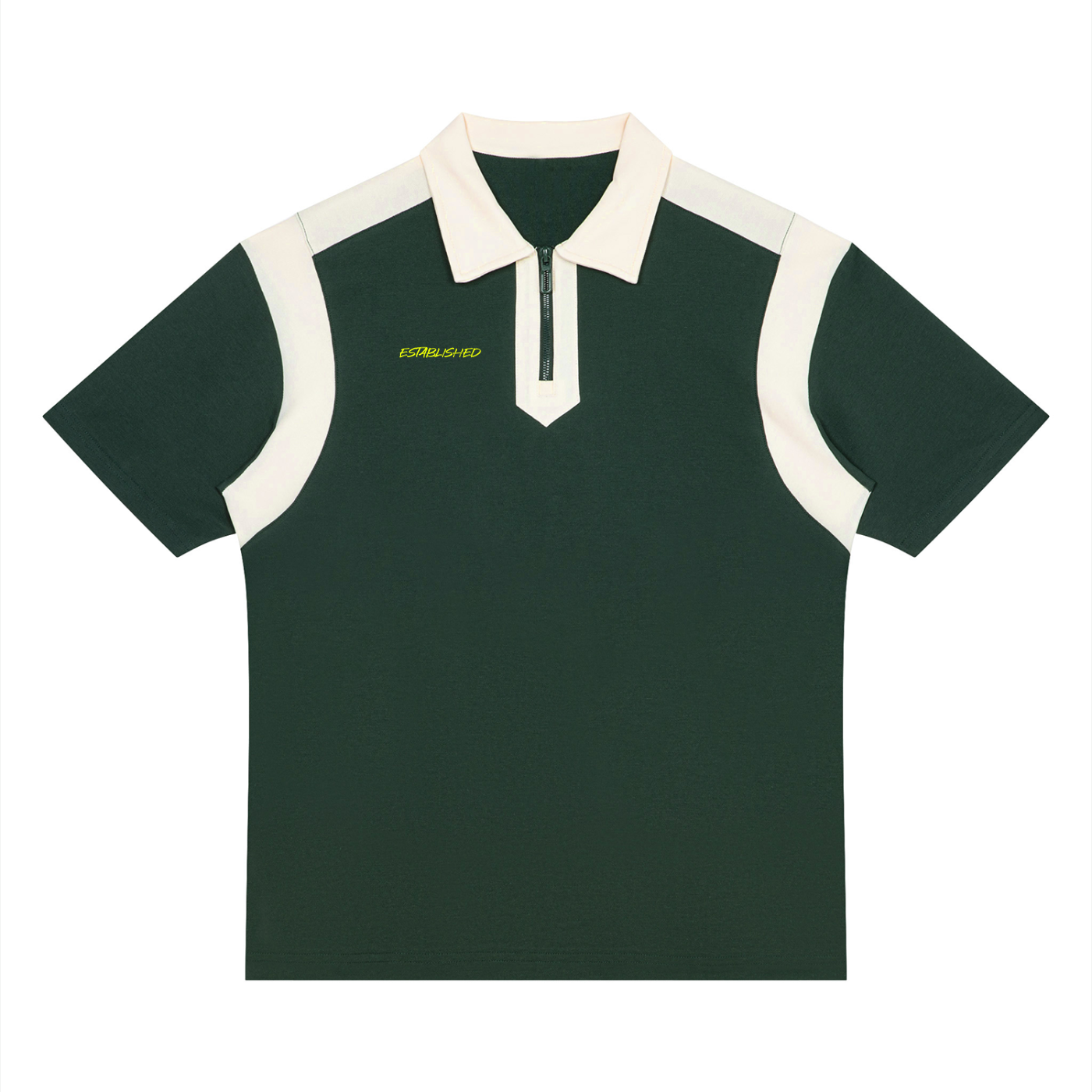 Established Color Block Quarter Zip Polo Shirt