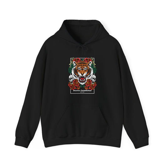 Festive Tiger Hooded Sweatshirt | Holiday Sweatshirt, Christmas Apparel, Unisex Hoodie, Gift for Animal Lovers, Cozy Winter Wear