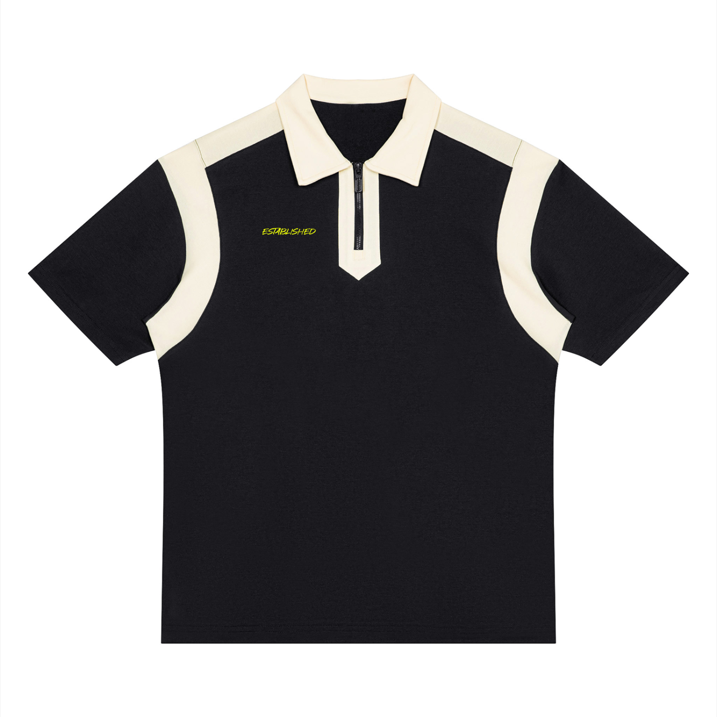 Established Color Block Quarter Zip Polo Shirt