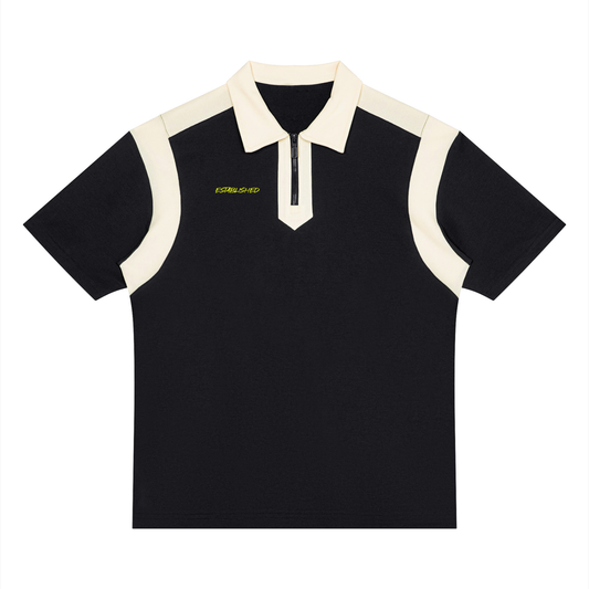 Established Color Block Quarter Zip Polo Shirt