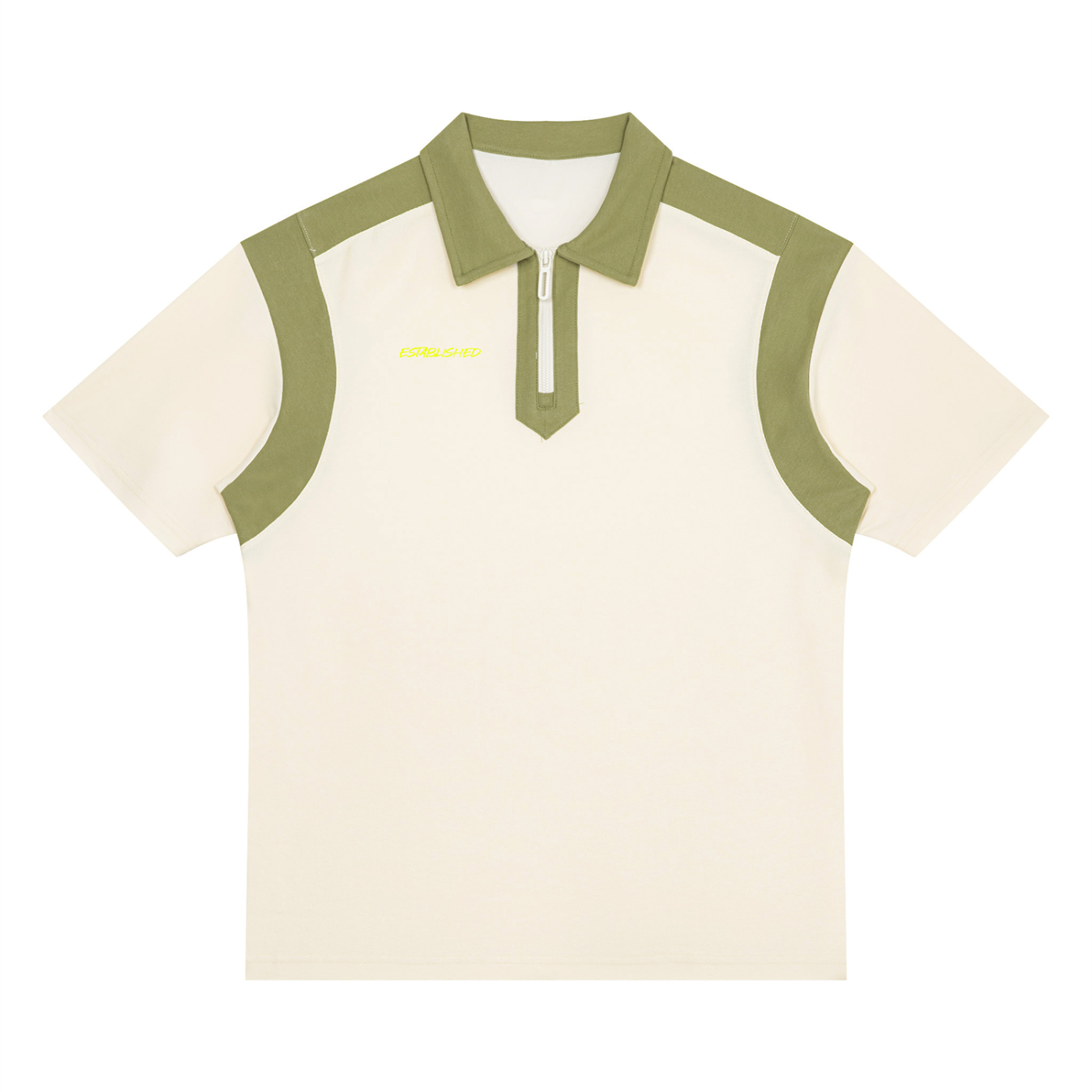 Established Color Block Quarter Zip Polo Shirt