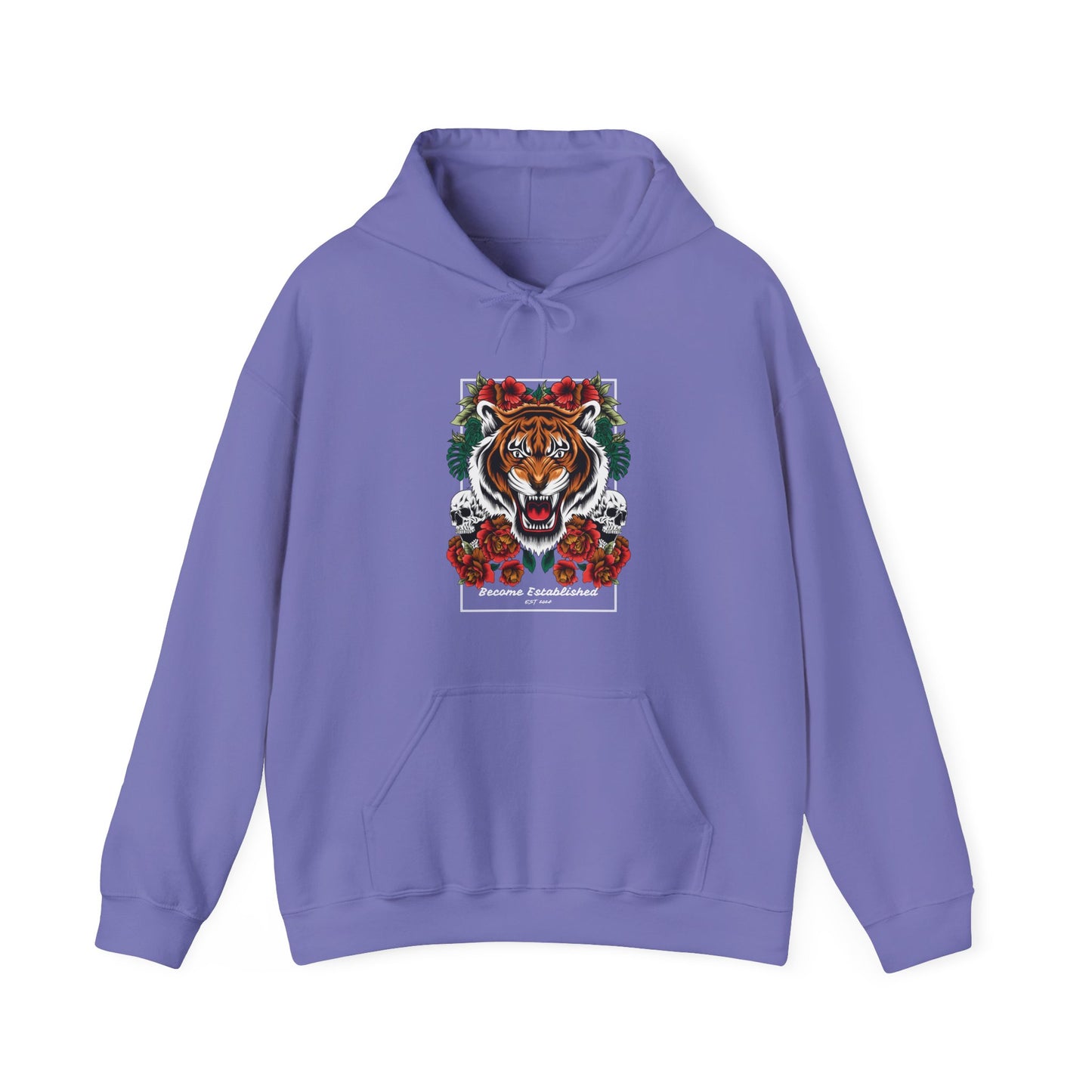 Festive Tiger Hooded Sweatshirt | Holiday Sweatshirt, Christmas Apparel, Unisex Hoodie, Gift for Animal Lovers, Cozy Winter Wear