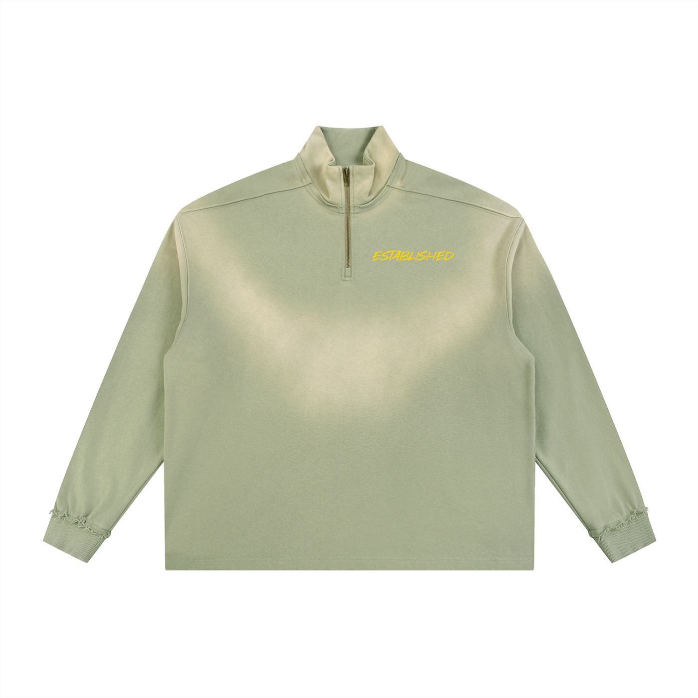 Sun Fade Raw Edge Quarter-Zip Sweatshirt