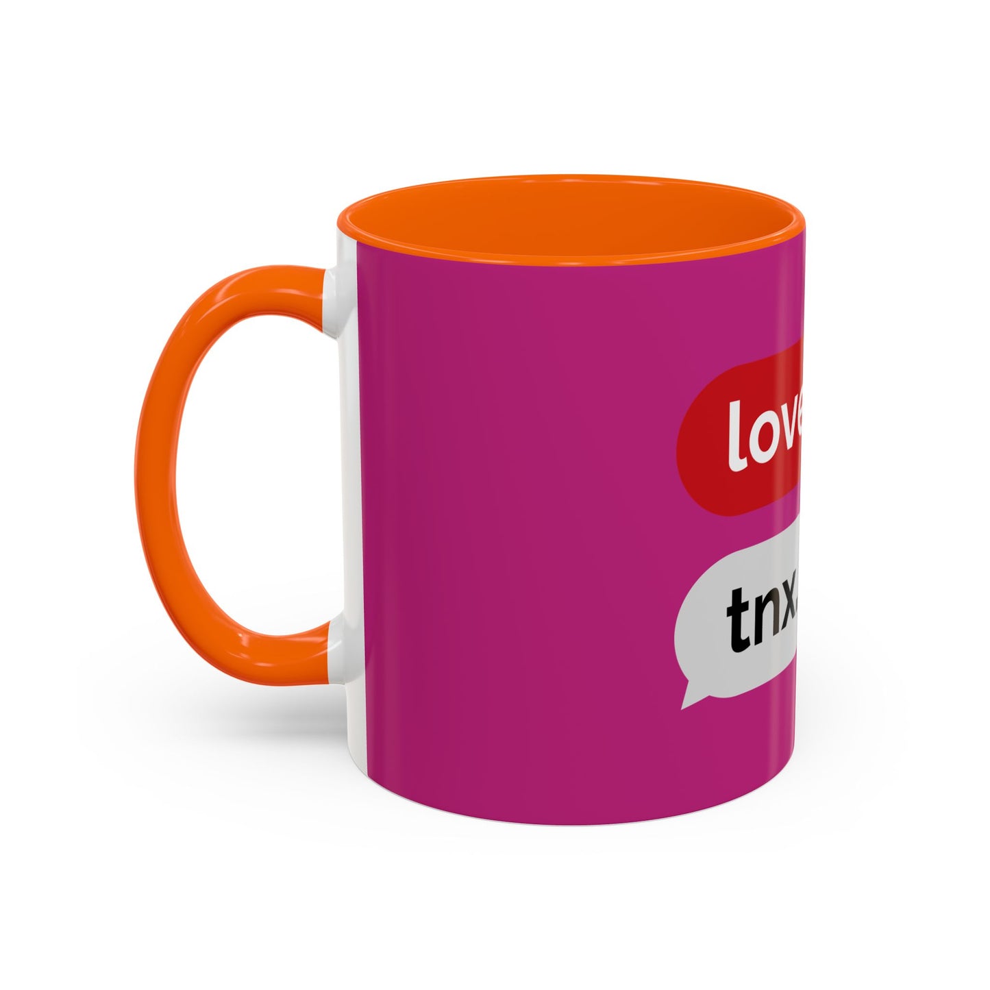 Love You, Tnx. Accent Coffee Mug — Cute Text Message Romance Gift (11/15oz)