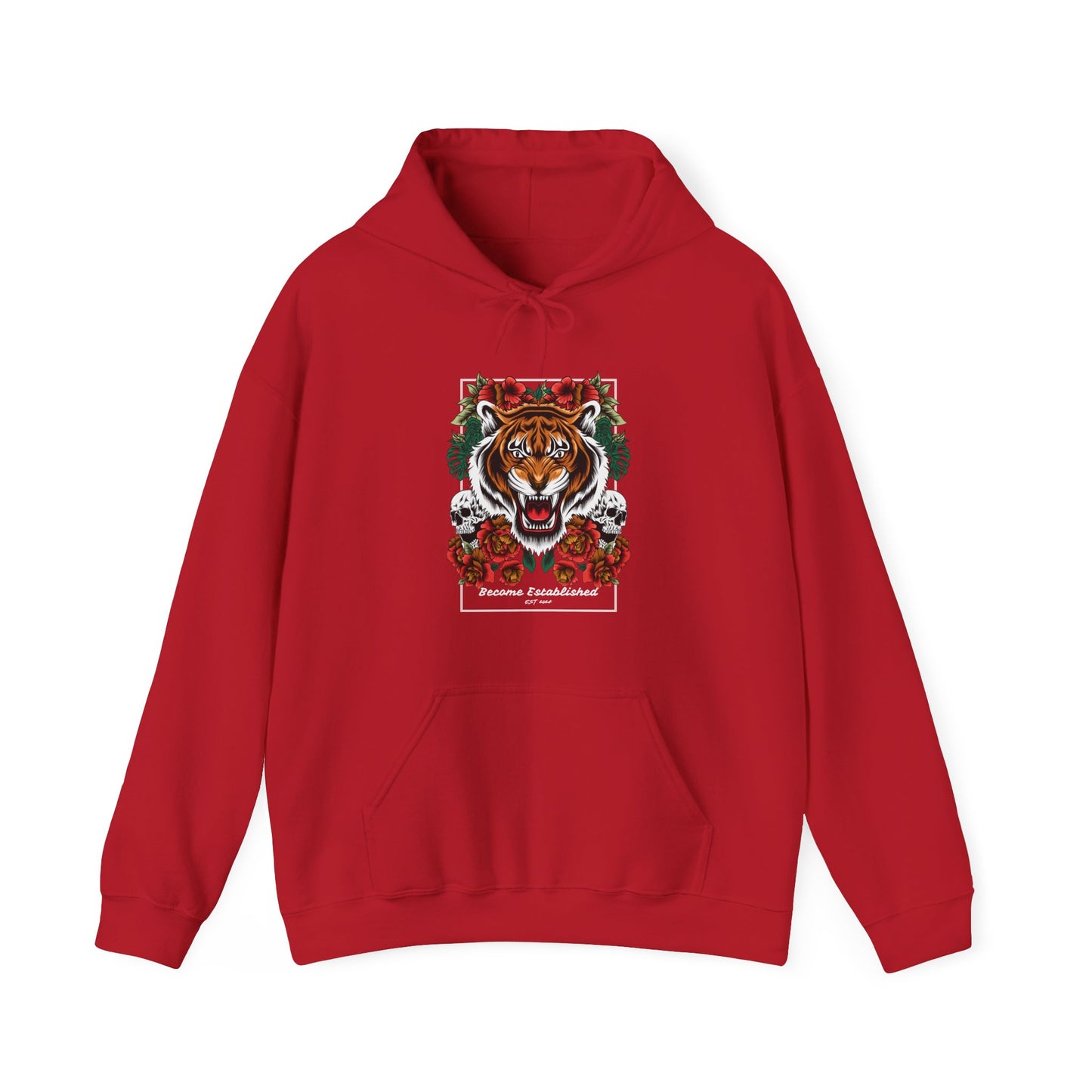 Festive Tiger Hooded Sweatshirt | Holiday Sweatshirt, Christmas Apparel, Unisex Hoodie, Gift for Animal Lovers, Cozy Winter Wear