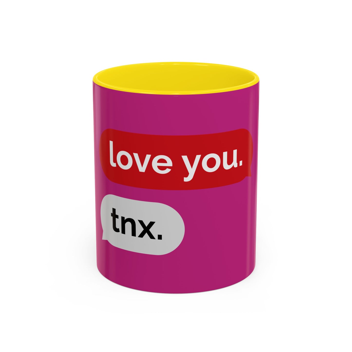 Love You, Tnx. Accent Coffee Mug — Cute Text Message Romance Gift (11/15oz)
