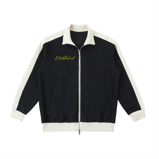 Contrast Trim Stand Collar Jacket