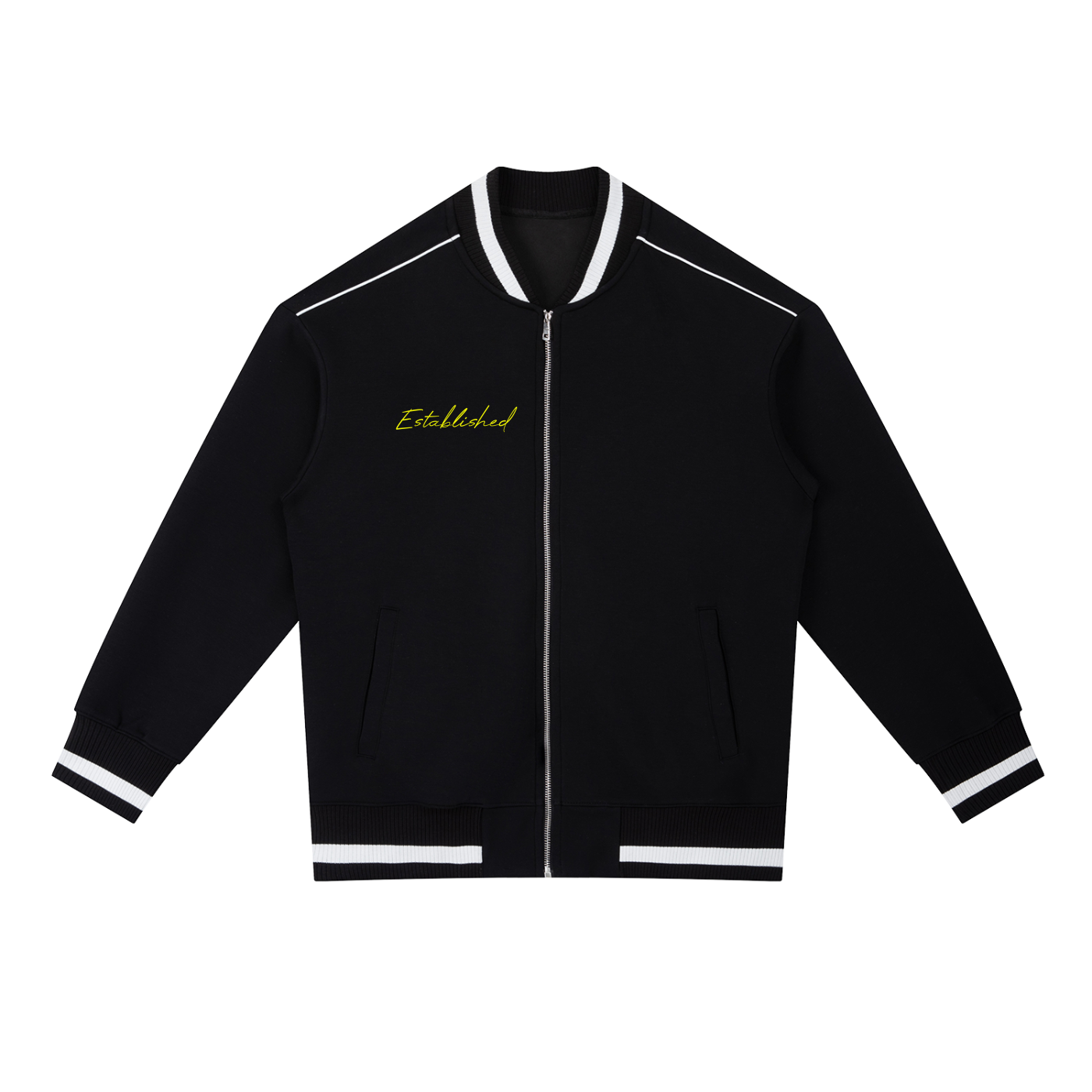 Contrast Piping Zip Bomber Jacket