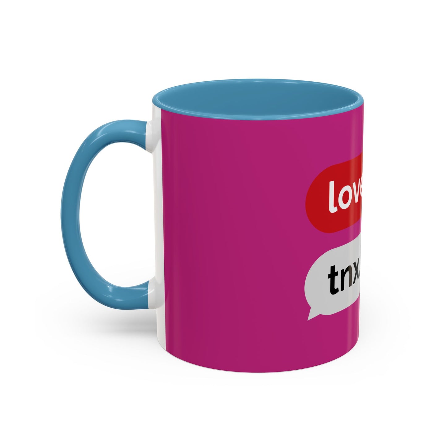 Love You, Tnx. Accent Coffee Mug — Cute Text Message Romance Gift (11/15oz)