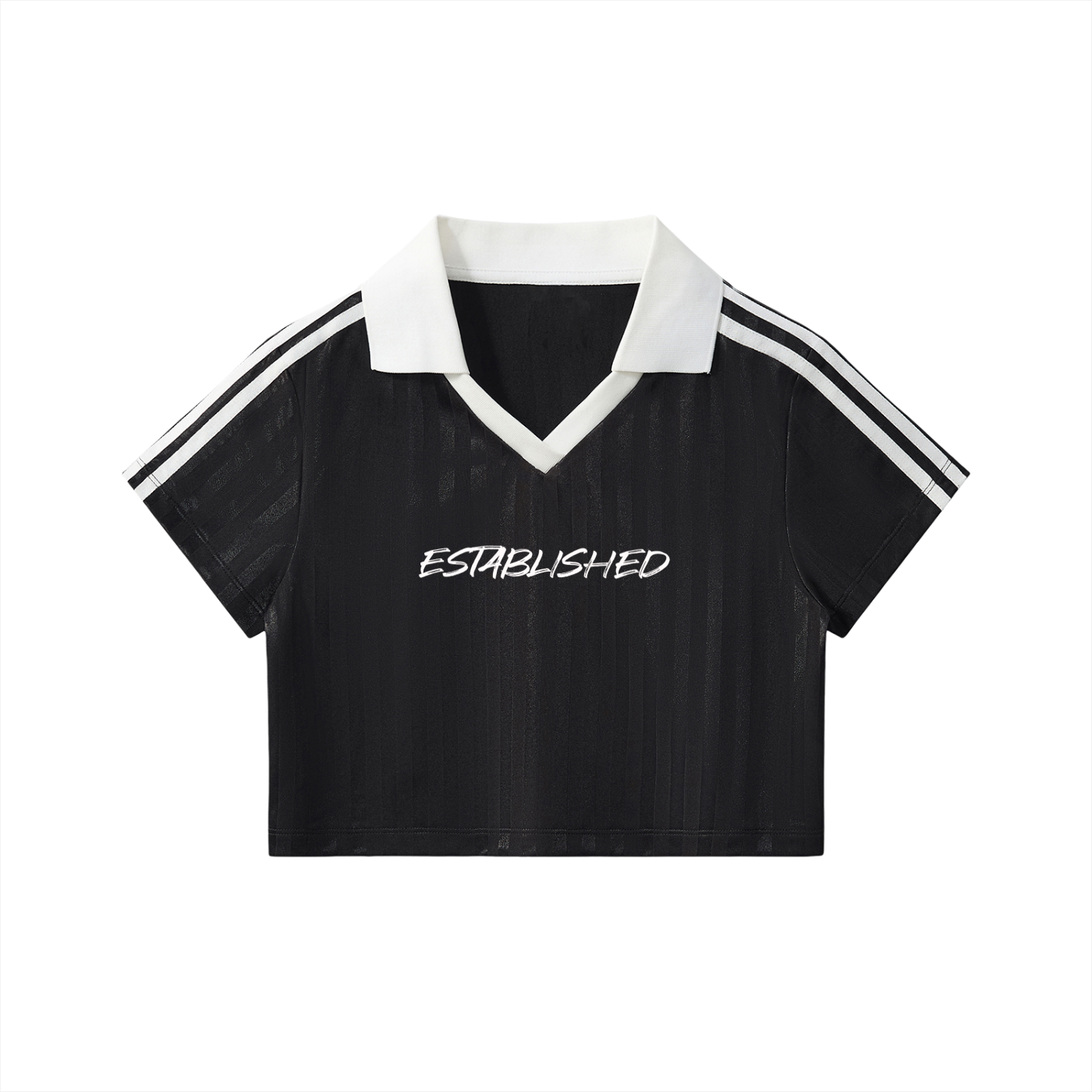 Contrast Collar Striped Cropped Jersey
