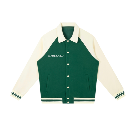 Contrast Raglan Sleeve Baseball Jacket